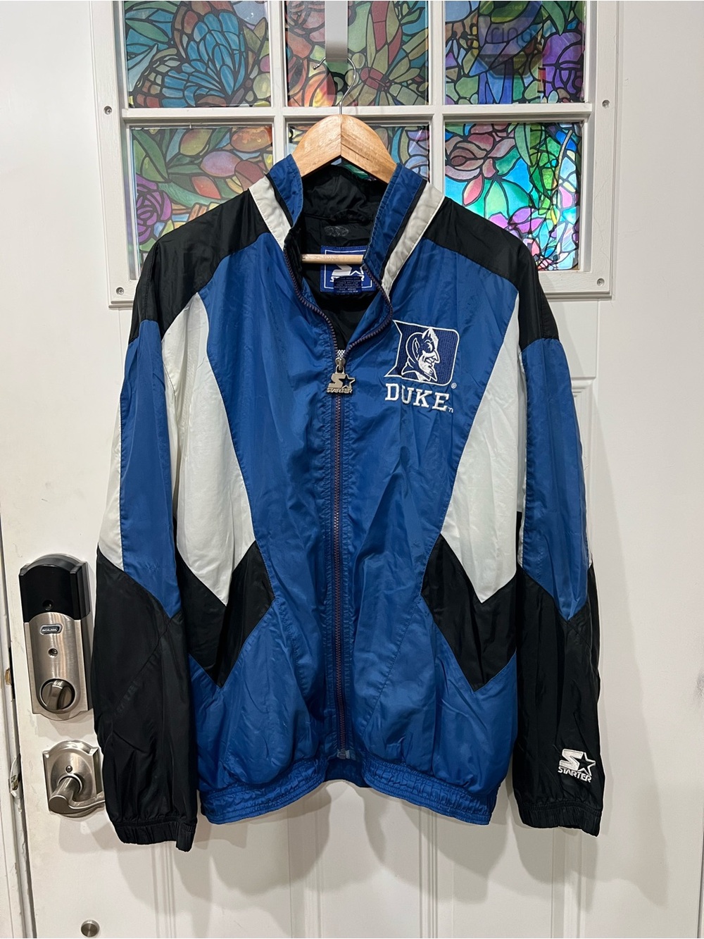 STARTER Duke Blue, Black & White Colorblock Windbreaker